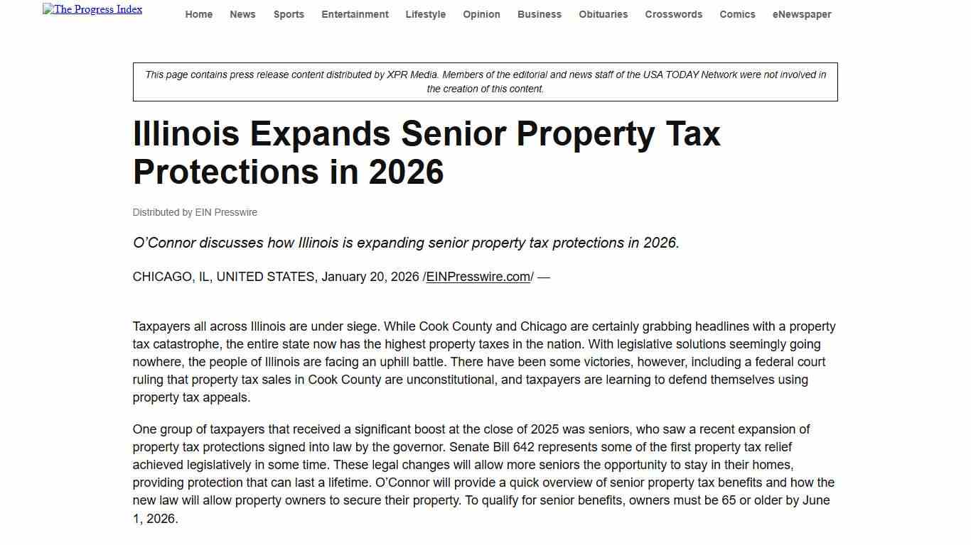 Illinois Expands Senior Property Tax Protections in 2026 - The Progress-Index