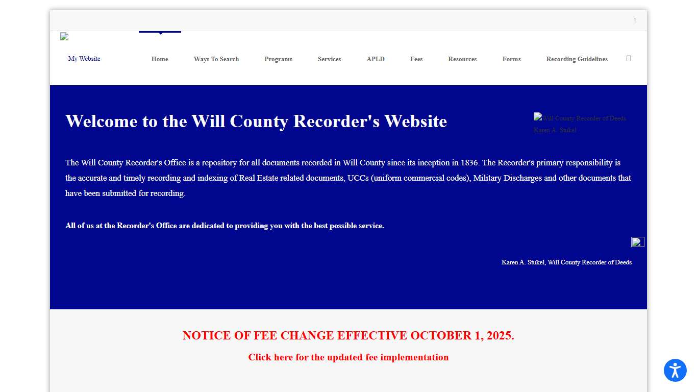 Karen A. Stukel Recorder of Deeds, Will County, IL